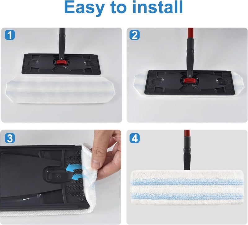GFRED 8 Pack Mop Pads Replacements Compatible with O Cedar H2prO Flat Mop System Microfiber Mop Refills for O Cedar H2pro Flat Mop,Washable & Reusable Mop Heads Replacement for Ocedar H2Pro Mop Floor Clean - Image 5